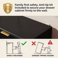 thumbnail image 5 of Homall Fluted 6 Drawers Dresser for Bedroom, 48" Modern Chest of Drawers with Metal Handle, Wood Closet Storage Organizer for Living Room, Black, 5 of 7