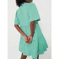 thumbnail image 3 of Michellecmm Women Mini Dress Short Sleeve V Neck Pleated Solid A-line Dress Summer Dress for Casual Daily, 3 of 9