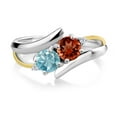 thumbnail image 2 of Gem Stone King 1.87 Ct Round Red Garnet Blue Zircon 925 Silver and 10K Yellow Gold Ring (Size 8), 2 of 5