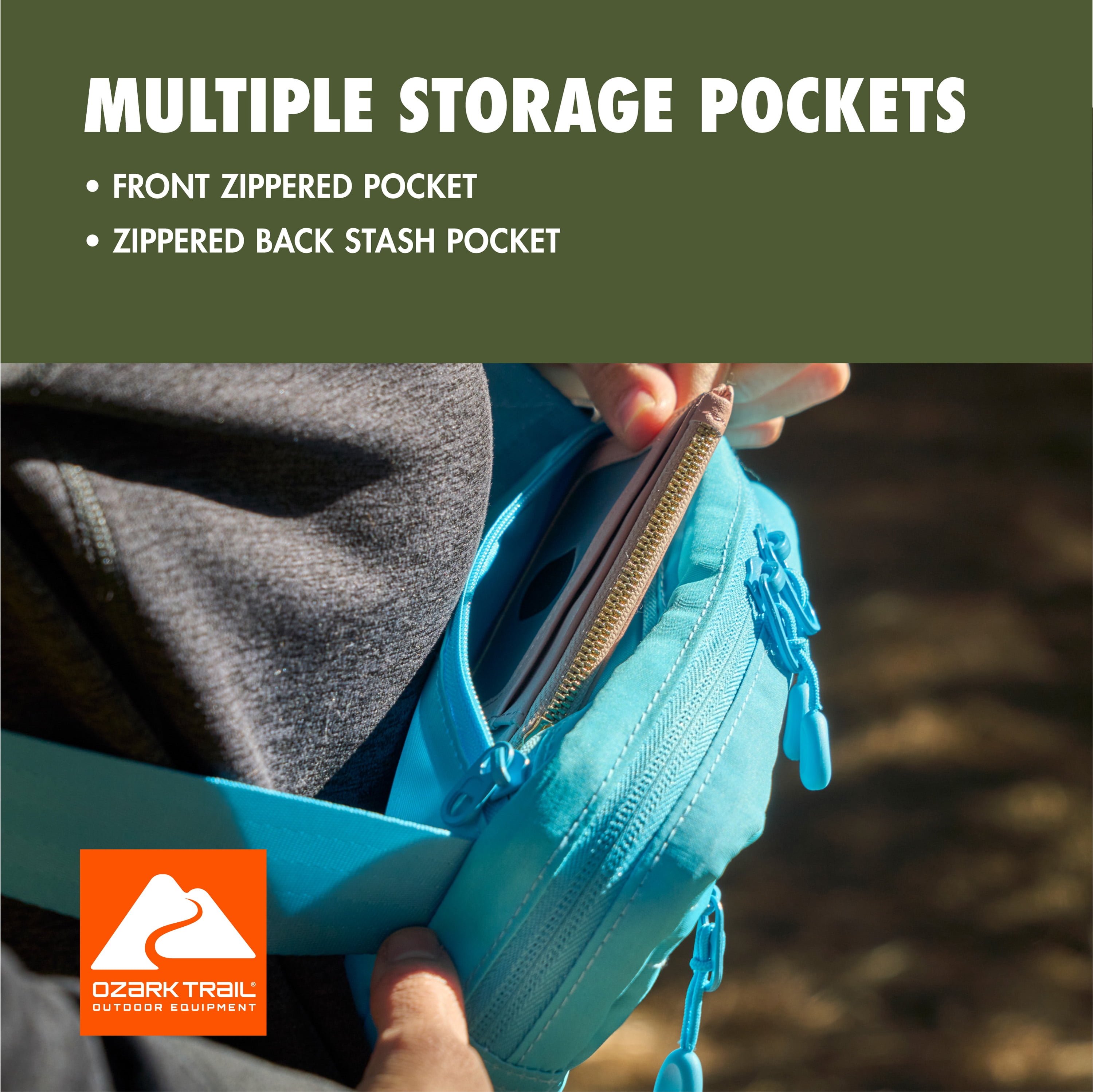 Ozark Trail Denver Fanny pack Aqua, Adult Teen, on Waist