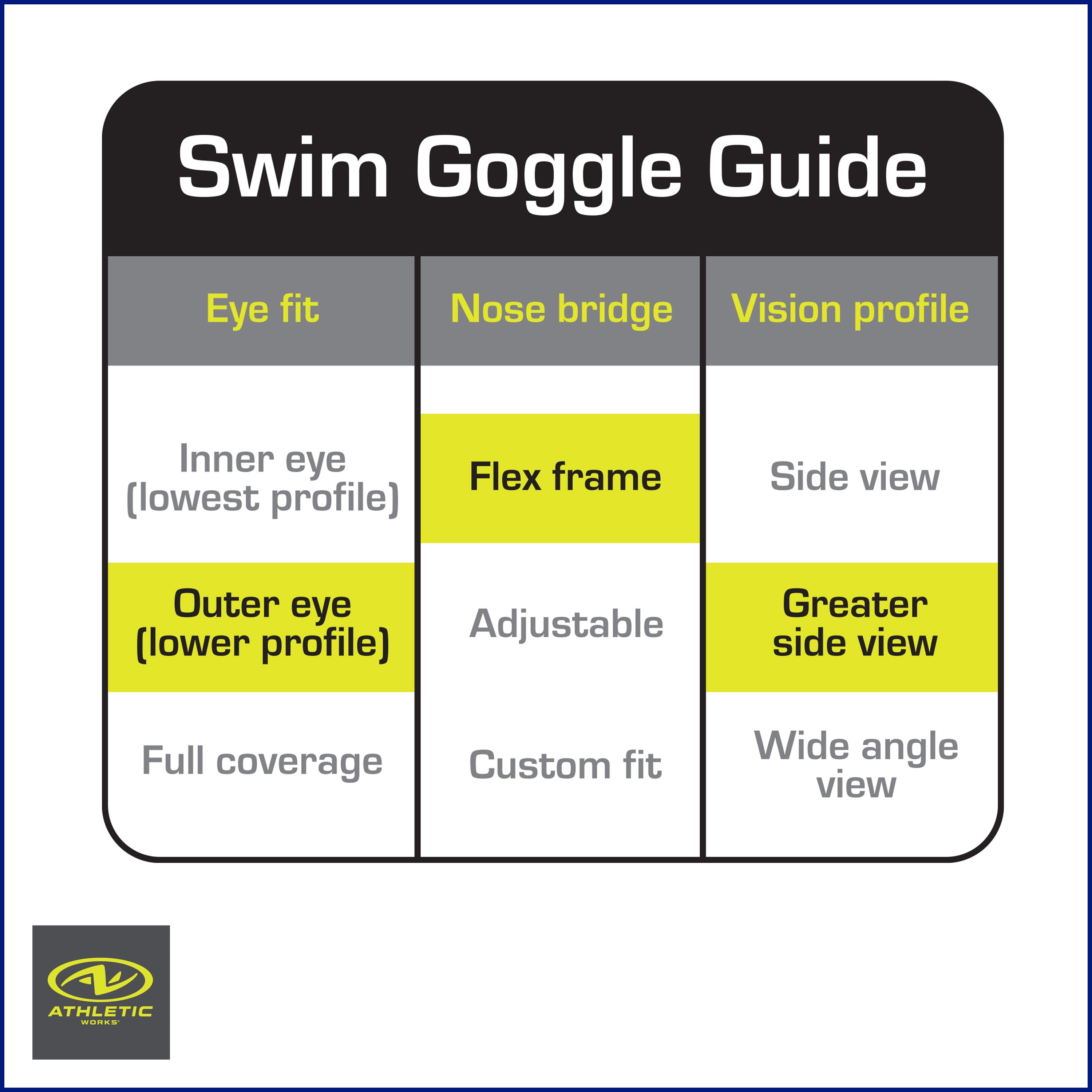 Athletic Works Axiom Junior Swim Goggles for Children, Tinted & Anti-Fog Lenses with UV Protection