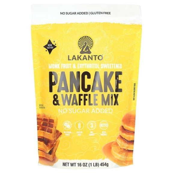 Lakanto, Pancake & Waffle Mix, No Sugar Added, 1 lb