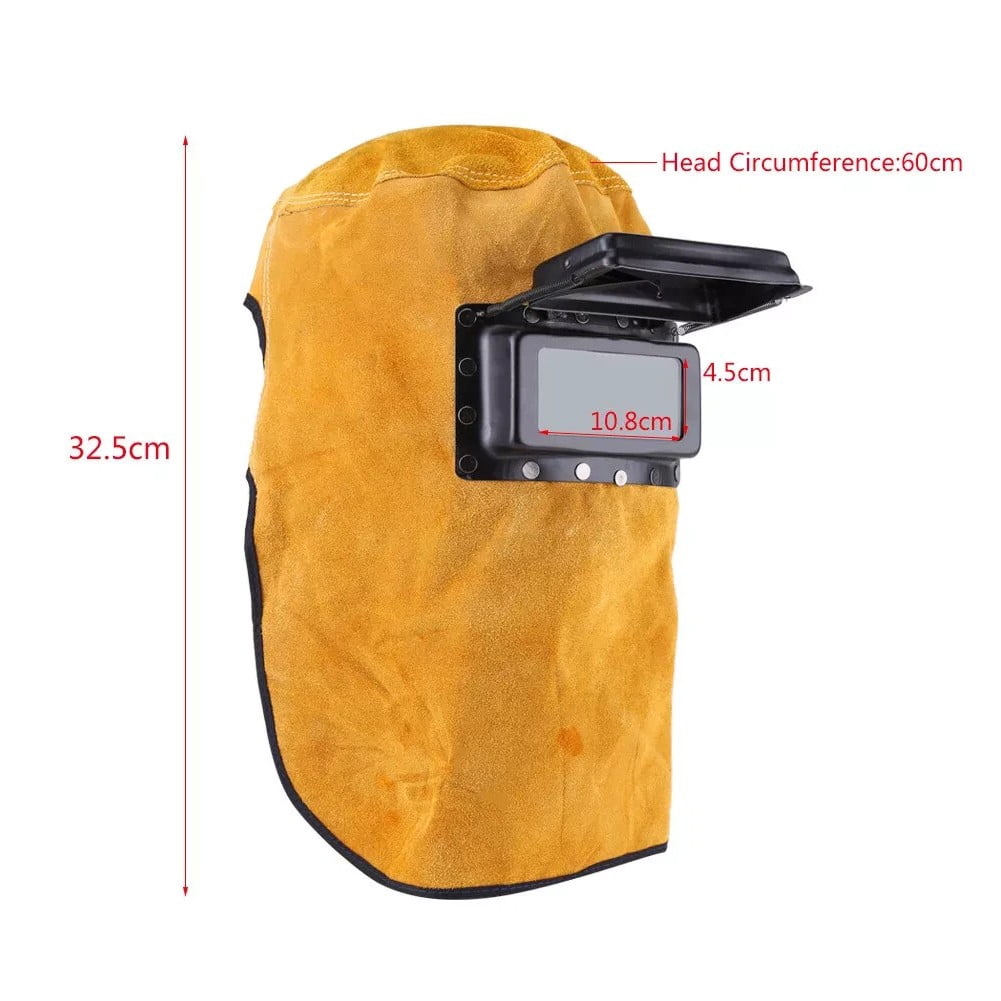 1Pc Welding Mask Solar Auto Darkening Filter Lens Welder Cow Leather Welding Helmet Mask Hood Cap For Welding Protection