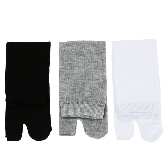 Omeite NUOLUX 3 Pairs of Elastic Cotton Tabi Toe Socks (White Grey Black)