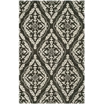 SAFAVIEH Blossom Frieda Damask Floral Wool Area Rug, Charcoal/Ivory, 5' x 8'