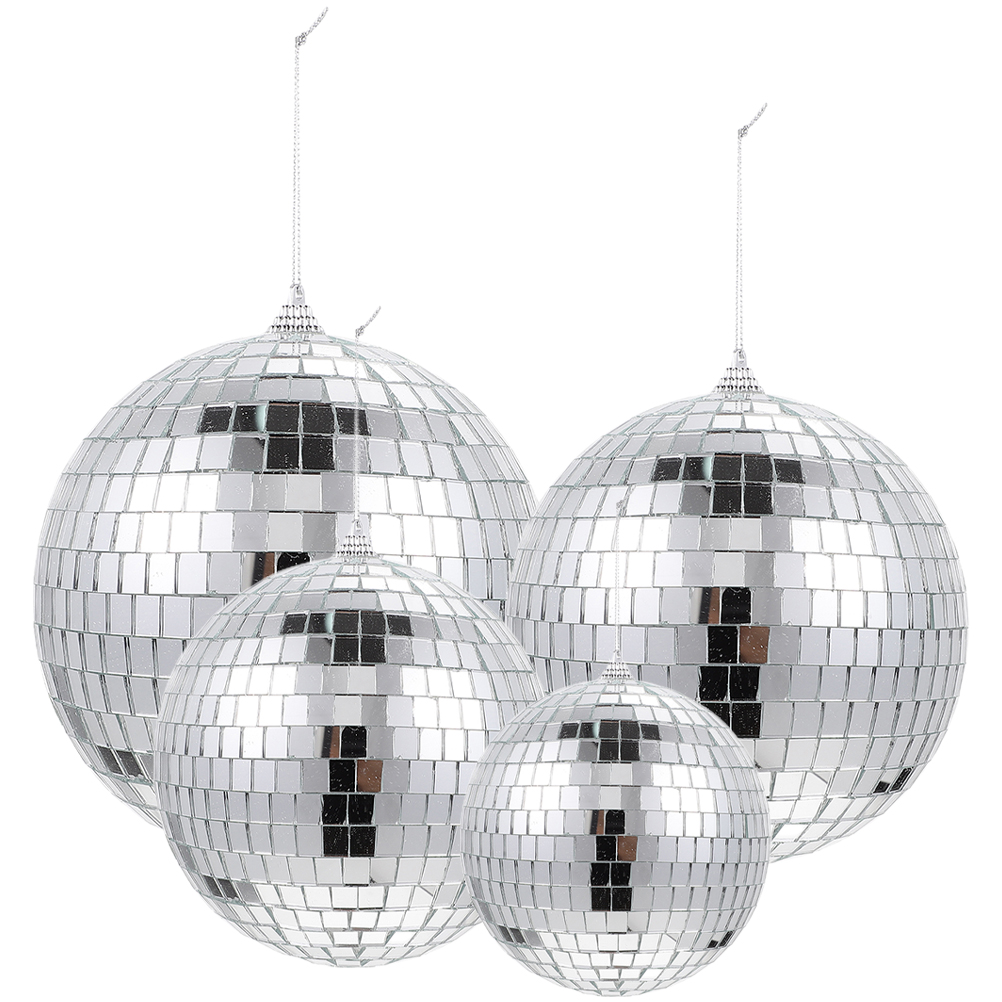 4pcs Glass Mirror Effect Balls Reflective Balls Hanging Disco Ball