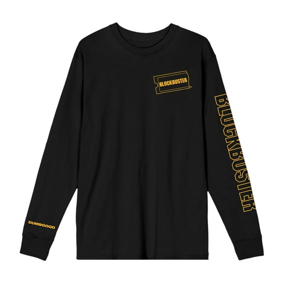 Blockbuster Movie Night Crew Neck Long Sleeve Adult Black Sweatshirt-Medium
