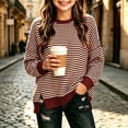 thumbnail image 6 of Girls Oversized Striped Pullover Sweatshirt Soft Crew Neck Long Sleeve Shirt with Pockets Casual Daily Wear for Girls 5-15Y, 6 of 8