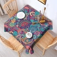 thumbnail image 2 of Purple Pioneer Flower and Paisley Pattern Square Tablecloth,Waterproof Square Table Cover,Wipeable Spillproof Washable Table Cover for Home Kitchen Party Decor 42"X42"(107x107cm), 2 of 6