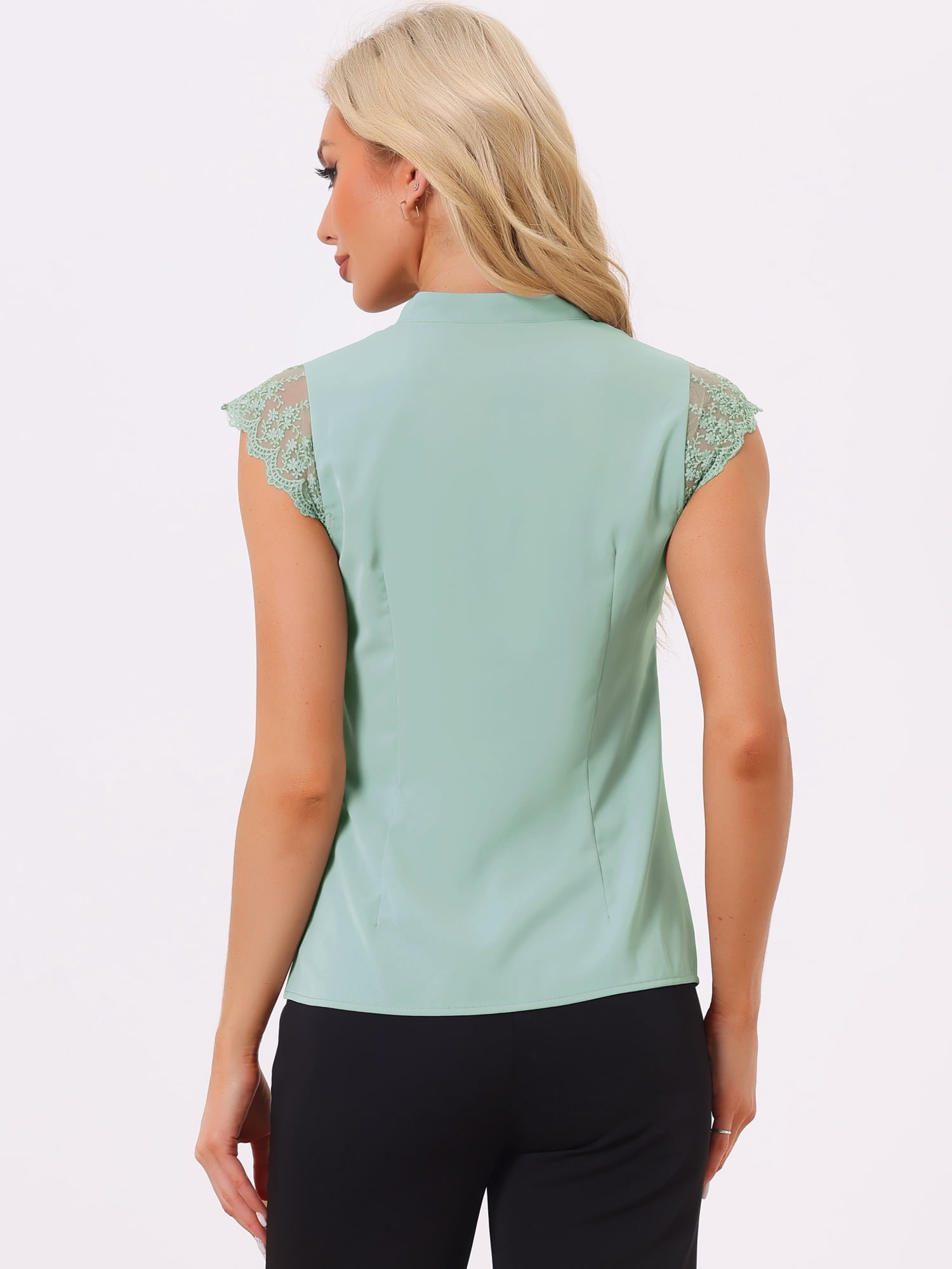 DARING DIVA Women's V Neck Sleeveless Basic Blouse Top S Pea Green