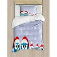 thumbnail image 3 of Christmas Decorations Queen Size Duvet Cover Set, Bird Family with Santa Hats on Electricity Wire Winter Holiday Humor, Decorative 3 Piece Bedding Set with 2 Pillow Shams, Blue Red, by Ambesonne, 3 of 3
