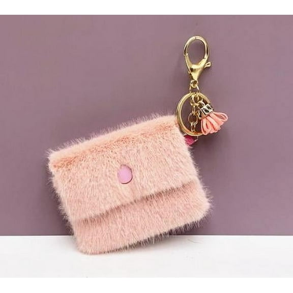 QIDITONG Small Cute Coin Purse For Women Mini Wallet Keychain Pink Wallet With Keychain Change Purse For Handbags Tiny Bag Charms For Girls