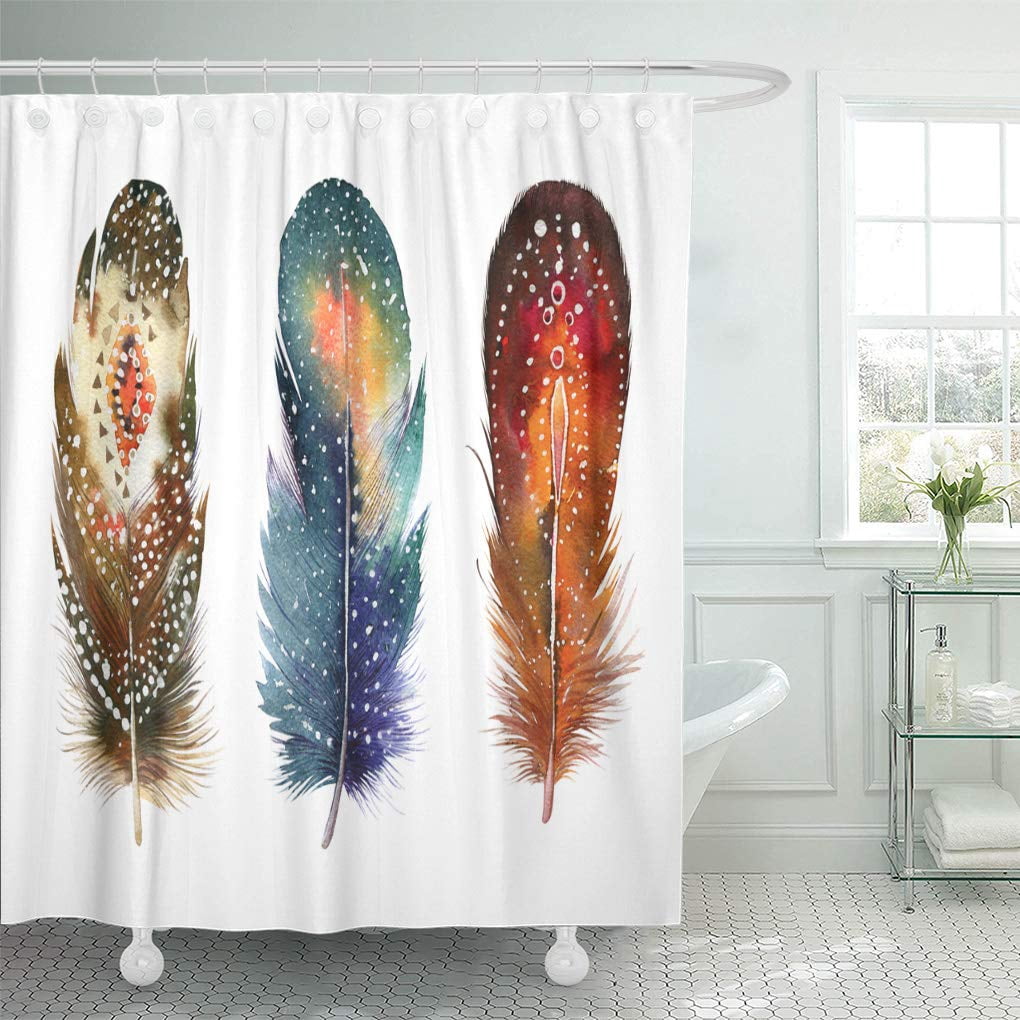 Yusdecor Watercolor Vibrant Feather Boho White Bird Fly For Rustic Bathroom Decor Bath Shower Curtain 66x72 Inch Walmart Canada
