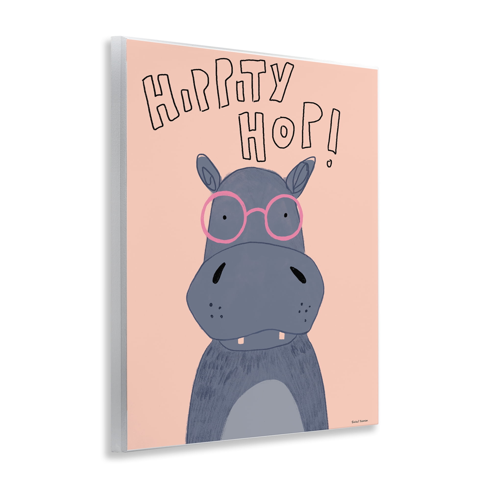 Stupell Industries Hippity Hop Hippo Wall Plaque Art, design by Rachel Nieman