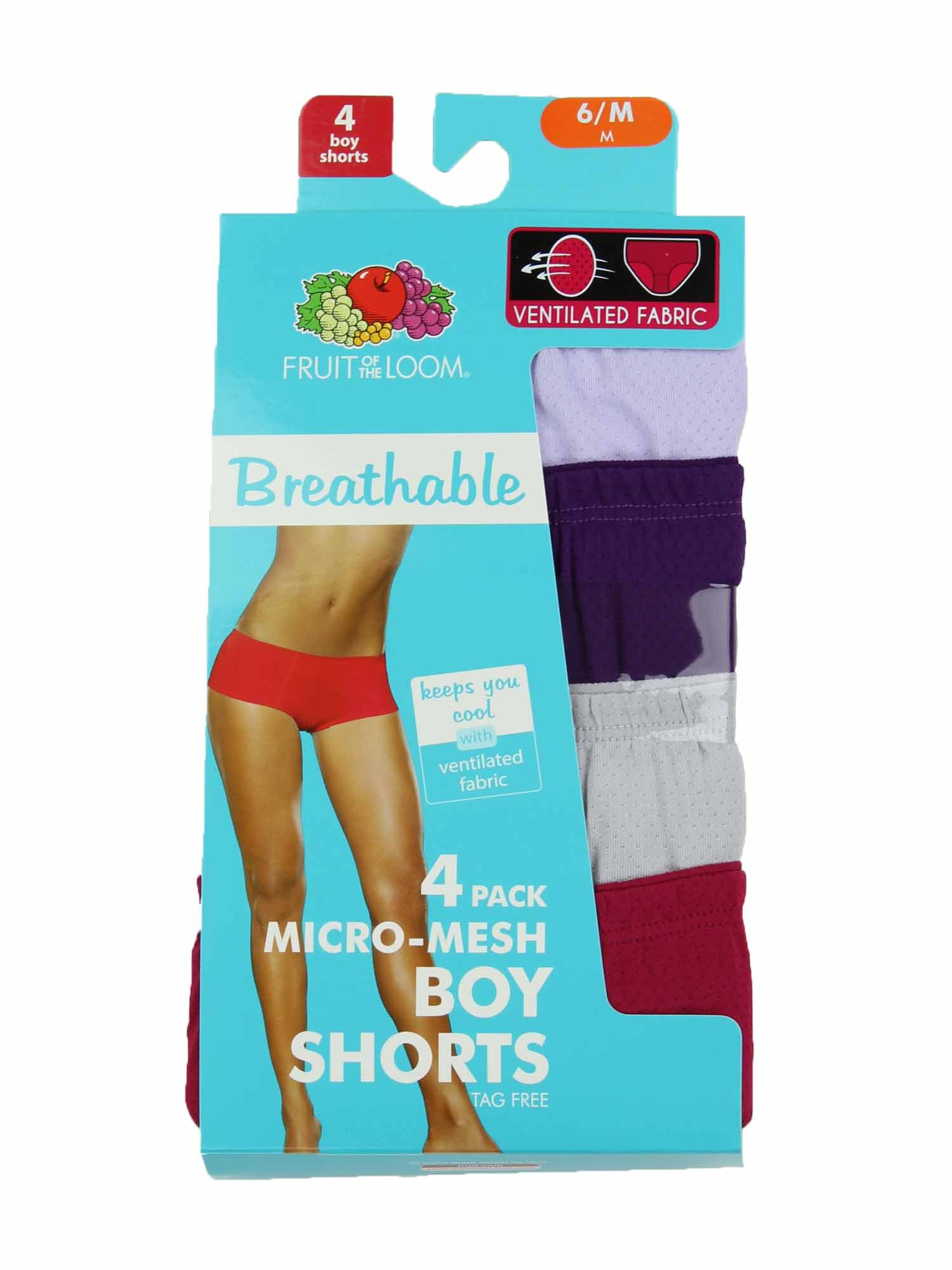 Fruit of the Loom Womens Boy Shorts Panties Pack of 4 