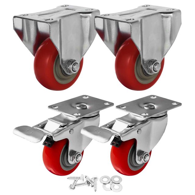 Ruedas Caster FactorDuty, paquete de 4, 76 mm, giratorias con freno de 101 mm