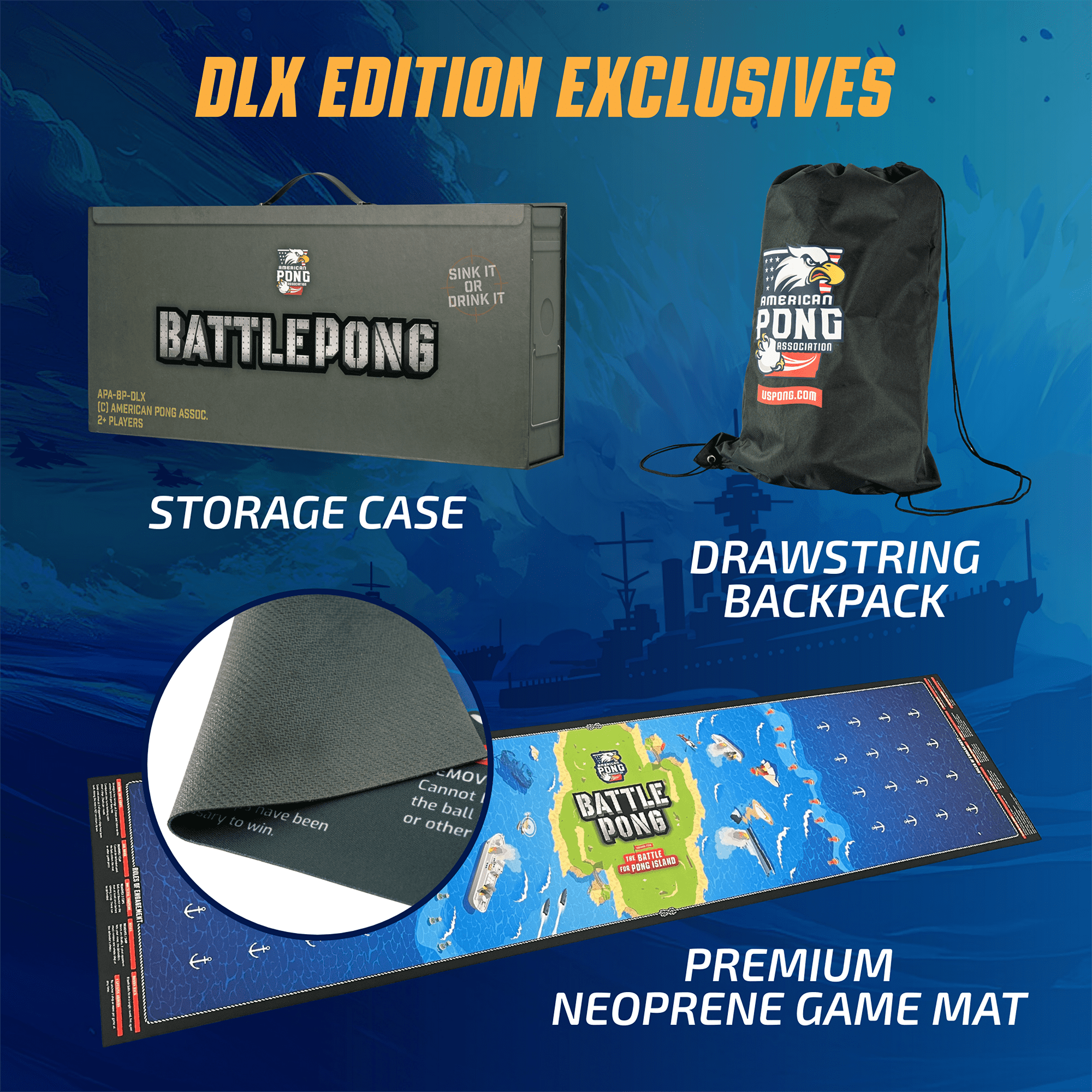 BattlePong DLX, Tabletop Pong Party Game, Indoor Outdoor Pong Game, for All Ages
