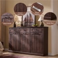 thumbnail image 4 of Aitjunz Triple Tilt Out Trash Can Cabinet with Drawer, Wooden Farmhouse Kitchen Cabinet with 20-Gallon Hidden Trash Can Storage, Brown, 4 of 8
