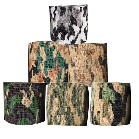 Sijiali 6Pcs Self-adhesive Outdoor Stretch Camo Camouflage Tape Bandage Hunt Rifle Wrap