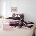 thumbnail image 6 of Manfei Girls Pink Monogrammed Bedding Comforter Set 7-Piece, Personalized Letter O Full Bedding Set, Kawaii Axolotl Cherry Blossoms Fitted Sheet Flat Sheet, Breathable Home Decor, 6 of 8