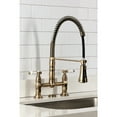 thumbnail image 4 of Kingston Brass GS1273BPL Bel-Air Double-Handle 2-Hole Deck-Mount Pre-Rinse Bridge Kitchen Faucet in Antique Brass, 4 of 8