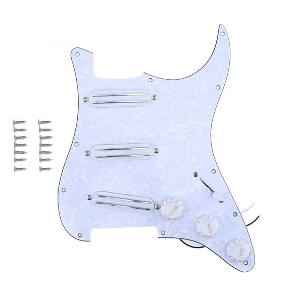 Musiclily 11-Hole SSS Prewired Loaded Pickguard with Dual Hot Rail High Output Pickups Set for Fender Squier Strat Electric Guita