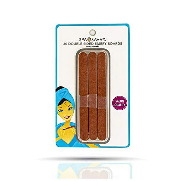 Spa Savvy Double Sided Nail Files - Pack of 30 Emory Board Buffering Files Profe