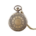 thumbnail image 2 of Vintage Pocket Watch for Men, Roman Numerals Scale Quartz Pocket Watches with Chain, Glossy Bronze Fob for Christmas Father's Day Gift, 1.84 Inch Diameter, Metal, 2 of 8