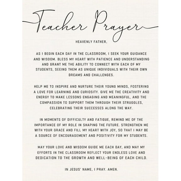 Teacher Prayer Wall Art Poster Teacher Appreciation Gifts, Teacher Christian Classroom Decor, Teacher Wall Decor, Teacher Appreciation Decorations poster