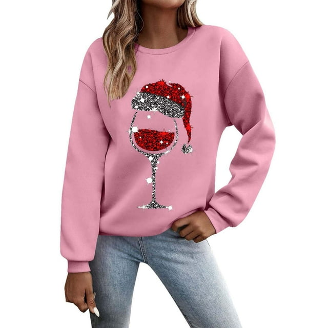 Landzoo One 2025 et Hiver Sweat à Capuche pour Femmes Imprimé Verre de Vin Élégant Confortable
