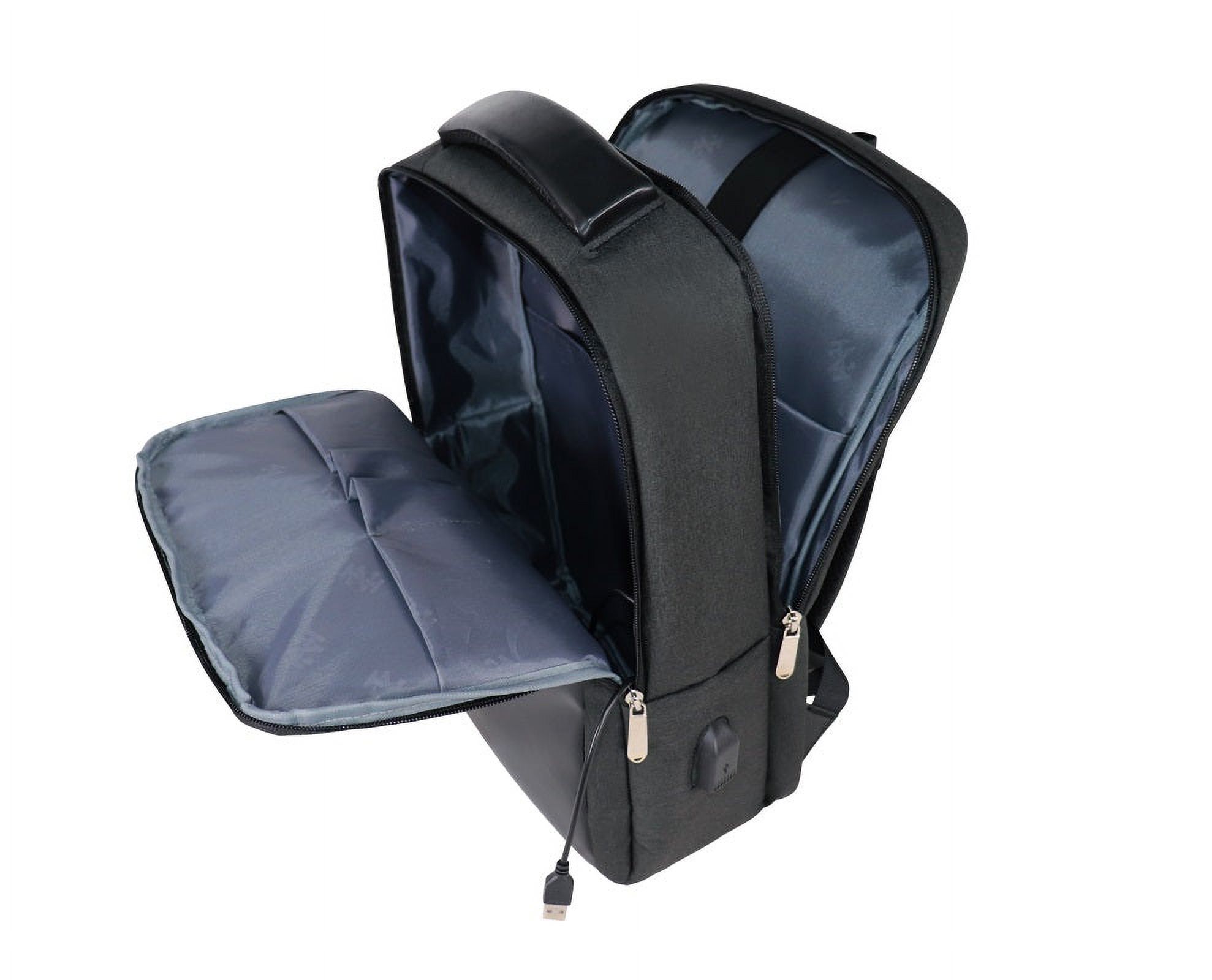 IZOD Penn Business Travel Slim Durable Laptop Backpack USB Charging Port Fits 16 Inch Laptop Notebook / Dark Grey