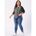 thumbnail image 3 of DARING DIVA Women's Plus Top Long Sleeve Relaxed Fit T-Shirt Blouse 3X Blue, 3 of 6