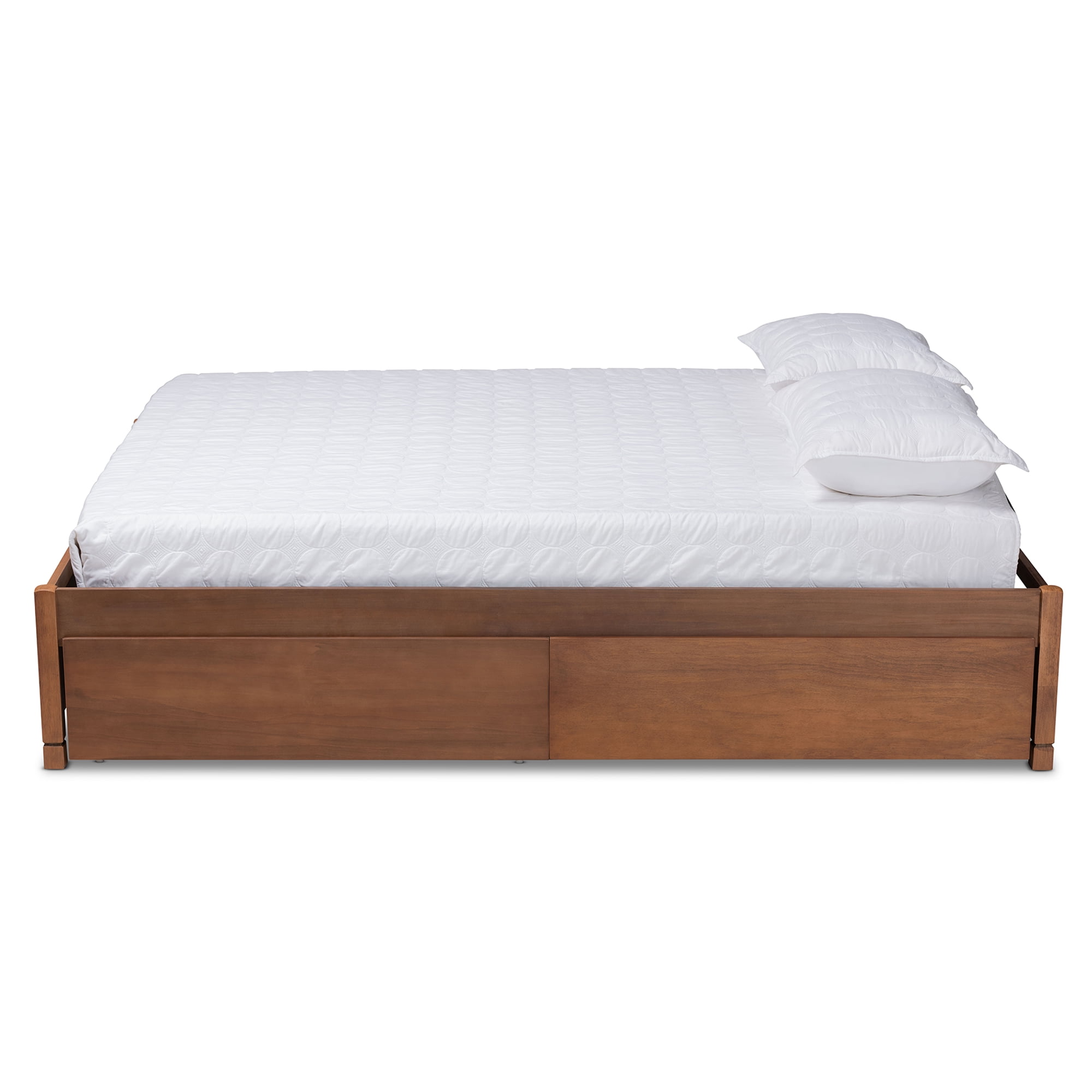 Baxton Studio Yara Modern and Contemporary Walnut Brown Finished Wood Queen Size 4-Drawer Platform Storage Bed Frame