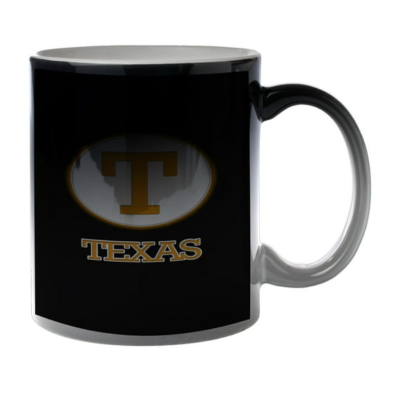 KuzmarK Black Heat Morph Color Changing Coffee Cup Mug 11 Ounce - Texas