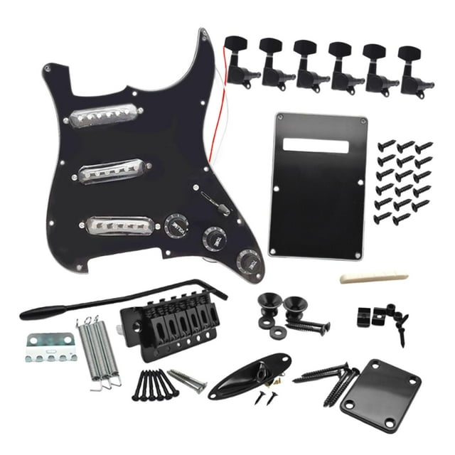 Yinanstore Kits de Guitare Électrique DIY Portables Rétro Multifonctions Plaque Arrière Accessoires Noir B
