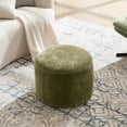 thumbnail image 2 of Zesthouse 22.6" Wide Round Ottoman, Modern Ottoman Coffee Table for Living Room, Chenille Fabric Couch Foot Rest, Upholstered Footstool for Makeup Room, Bedroom, Entryway, Green, 2 of 9