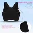thumbnail image 3 of Chaleco de entrenamiento elástico con cremallera para Yoga y Fitness para mujer, sujetador deportivo acolchado inalámbrico a prueba de golpes (negro S), 3 of 8