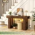thumbnail image 2 of Homieasy 47" Console Table with Socket & Sensor Light, Narrow Entryway Table with Storage for Hallway/Living Room, Farmhouse Style in Rustic Oak, 2 of 9