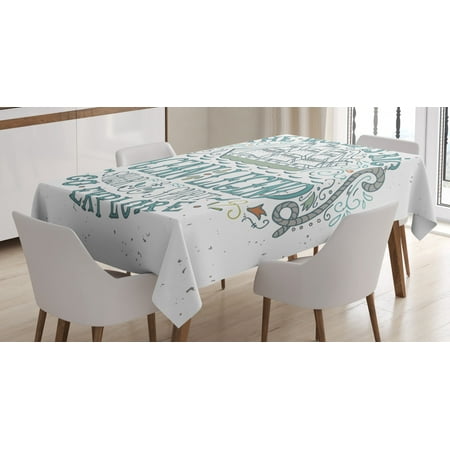 

Explore Tablecloth Vintage Nautical Design with Ocean Legend Sailor Spirit Quote and a Hand Drawn Ship Rectangular Table Cover for Dining Room Kitchen 60 X 90 Inches Multicolor by Ambesonne