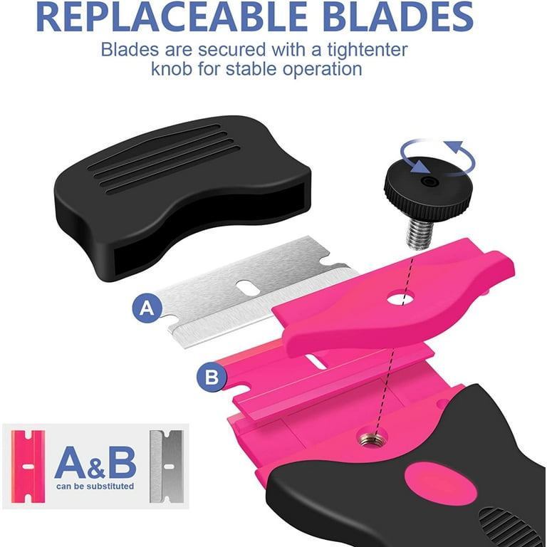 Plastic Razor Blade Scraper - 2 PCS Sticker Scraper Tool and 20