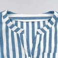 thumbnail image 6 of LNWUY Women Striped Summer Tops Short Sleeve V Neck Button Pocket Blouses Tops Loose Going Out Tees Comfy Basic Trendy Shirts Blue M, 6 of 7