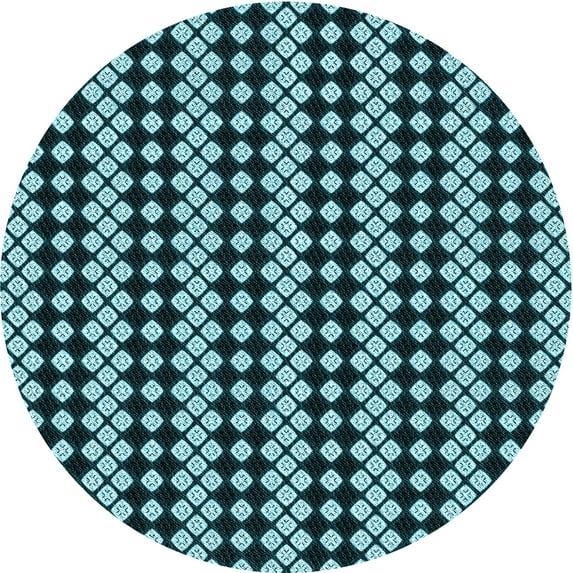 Ahgly Company Machine Washable Indoor Round Transitional Deep Teal Green Area Rugs, 6' Round