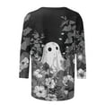 thumbnail image 4 of Virmaxy Womens 2024 Sex Fashion Casual Round Neck 3/4 Sleeve t-shirt Halloween Printed Fit Basic Tops t-shirt Shirt Long Sleeve Round Neck Tops/Shirts Dark Gray-1 M, 4 of 5