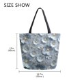 thumbnail image 5 of Open Top Canvas Tote Bag with Zipper Reusable Shopping Bag 13.5x15" Roomy Carryall Silver Flowers Pattern, 5 of 9