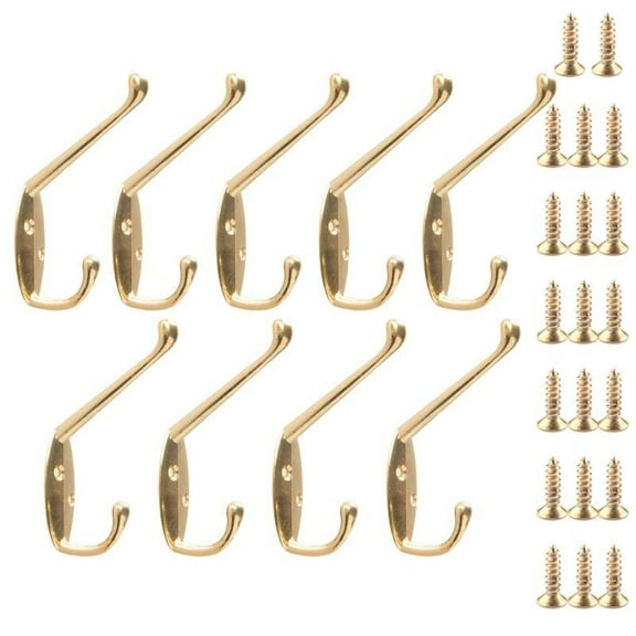 TRINGKY 9 Pcs Coat Hooks Antique Hanger Up & Down Double-hook European Hat Hanger Heavy Duty Robe Holder Towel Hooks with Screw