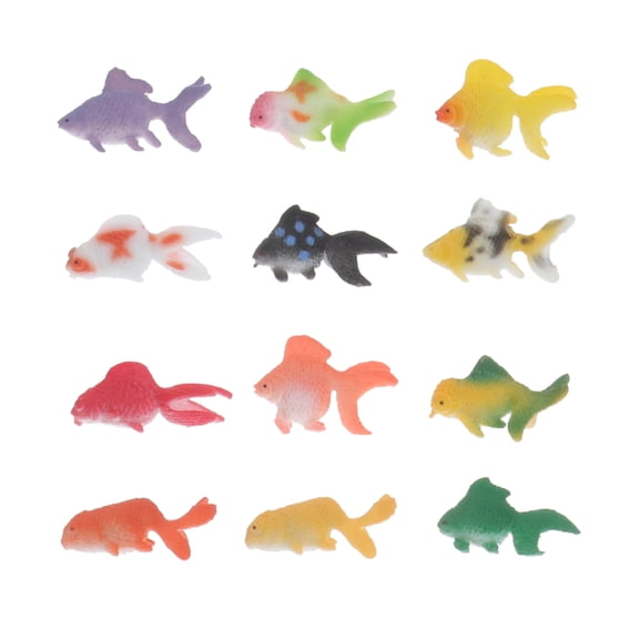 Tineasur 12-Piece Colorful Plastic Fish Figurines Set for Kids Educational Play and Development Toys