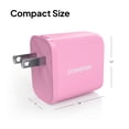 thumbnail image 6 of Powertek 20W USB-C + USB-A Wall Charger, Fast Charging Power Delivery Cube, Dual Port Compact Charger, Pink, 6 of 8