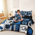 thumbnail image 3 of Castle Fairy Basketball Gamer Collage Queen Bedding 7pcs, Sport Geometric Grid Bedding Comforter Set Queen, Black Navy Blue,Black Reversible, 3 of 7