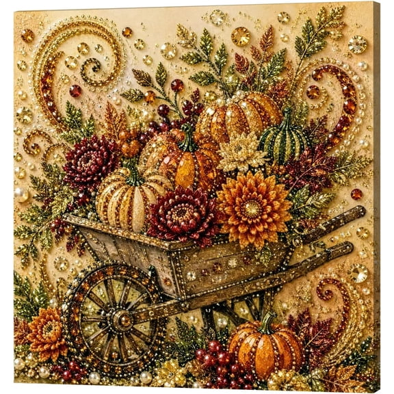 DIY Autumn Pearl Diamond Painting Art Kit with Frame, Animal Pearl Beads Art Craft for Adults Beginner Fall Diamond Pearl Art Kits Holiday Home Wall Decor 12x12 Inch，Pumpkin