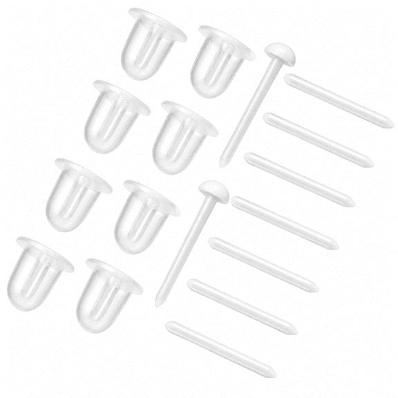 AURENIX Clear Earrings for Sports, 400Pcs 18g Plastic Earrings for Sensitive Ears, Clear Stud Earrings for Work with Solid Plastic Posts and Soft Rubber Earring Backs in 2 Organizer Box